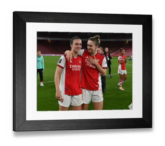 Framed Print : Arsenal Women's Historic Championship Victory: Lotte Wubben-Moy and Vivianne Miedema Celebrate Title Triumph