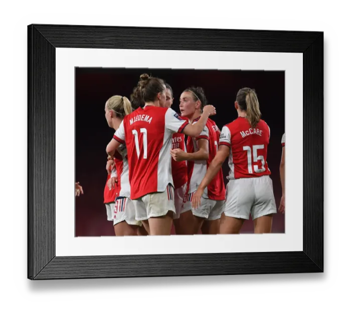 Framed Print : Arsenal Women's Dominance: Caitlin Foord and Vivianne Miedema Celebrate Third Goal Against Tottenham Hotspur in FA WSL Showdown Framed Print : Arsenal Women's Dominance: Caitlin Foord and Vivianne Miedema Celebrate Third Goal Against Tottenham Hotspur in FA WSL Showdown