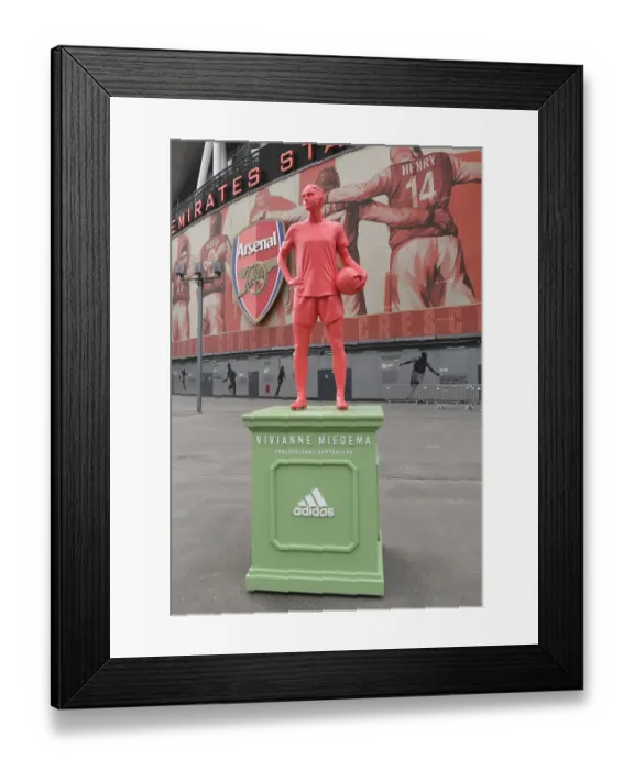 Framed Print : Arsenal Honors Viviane Miedema with Statue Unveiling Ahead of Arsenal Women vs. Tottenham Hotspur FA WSL Match at Emirates Stadium