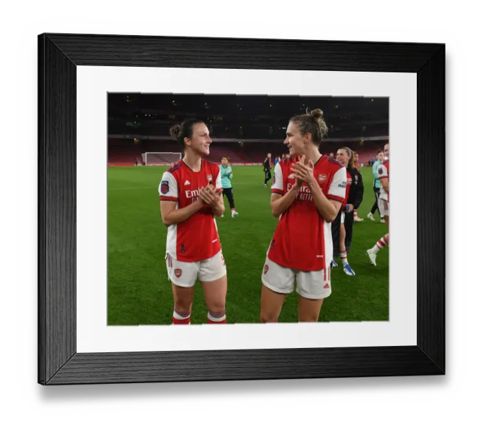 Framed Print : Arsenal Women's Triumph: Lotte Wubben-Moy and Vivianne Miedema Celebrate Over Tottenham Hotspur Framed Print : Arsenal Women's Triumph: Lotte Wubben-Moy and Vivianne Miedema Celebrate Over Tottenham Hotspur