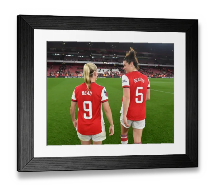 Framed Print : Arsenal Women Triumph Over Tottenham Hotspur: Beth Mead and Jennifer Beattie Celebrate FA WSL Victory Framed Print : Arsenal Women Triumph Over Tottenham Hotspur: Beth Mead and Jennifer Beattie Celebrate FA WSL Victory