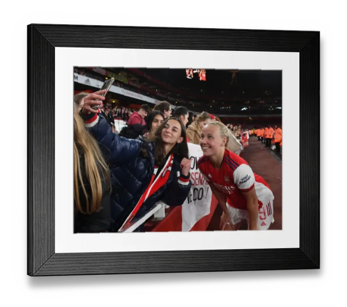 Framed Print : Arsenal Women's Victory: Beth Mead Celebrates with Fans after Arsenal v Tottenham FA WSL Match Framed Print : Arsenal Women's Victory: Beth Mead Celebrates with Fans after Arsenal v Tottenham FA WSL Match