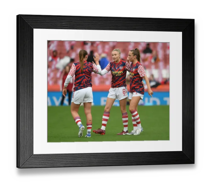 Framed Print : Arsenal Women vs. Tottenham Hotspur Women: Pre-Match Warm-Up at Emirates Stadium (2021-22) - Leah Williamson and Lia Walti in Action