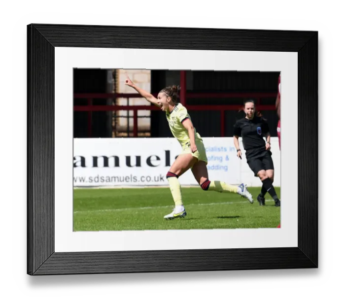 Framed Print : Steph Catley Scores the Winning Goal: Arsenal Women's Thrilling Victory Over West Ham United in FA WSL