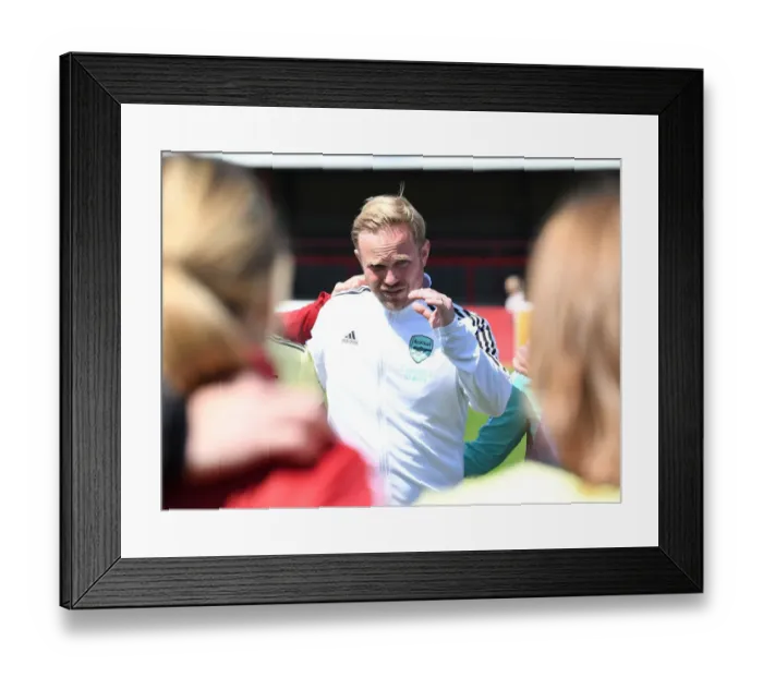 Framed Print : Arsenal Women's Coach Jonas Eidevall Post-Match at West Ham United Women (FA WSL 2021-22)