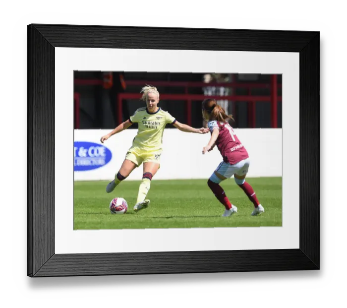 Framed Print : Beth Mead Faces Off Against Yui Hasegawa in Intense West Ham United Women vs. Arsenal Women FA WSL Clash