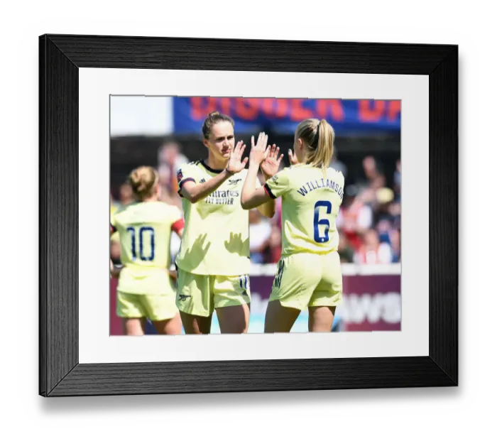 Framed Print : Arsenal's Miedema and Williamson in Action against West Ham Women in FA WSL Showdown