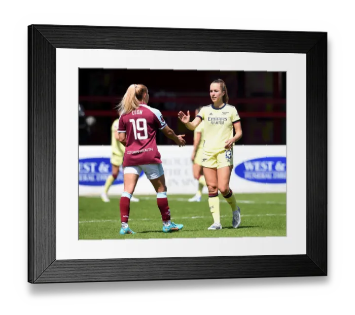 Framed Print : Lia Walti and Adriana Leon: A Sportsmanlike Handshake after West Ham United Women vs. Arsenal Women FA WSL Match Framed Print : Lia Walti and Adriana Leon: A Sportsmanlike Handshake after West Ham United Women vs. Arsenal Women FA WSL Match