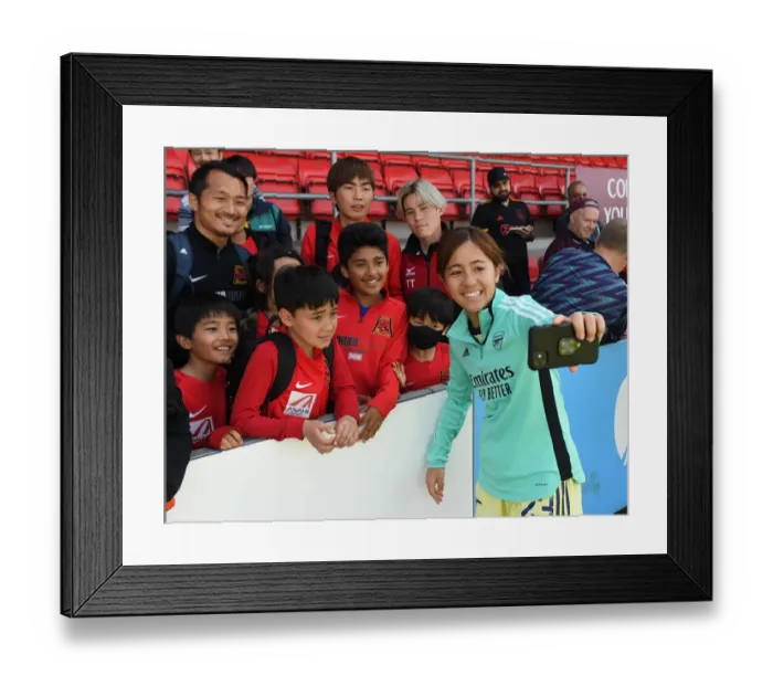Framed Print : Arsenal Women's Star Mana Iwabuchi Takes a Selfie with Fan after West Ham United Match Framed Print : Arsenal Women's Star Mana Iwabuchi Takes a Selfie with Fan after West Ham United Match