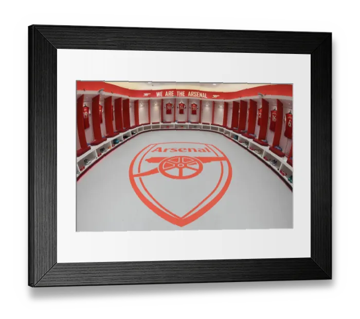 Framed Print : Arsenal Changing Room Before Arsenal vs Leeds United: Premier League Showdown at Emirates Stadium (2021-2022)