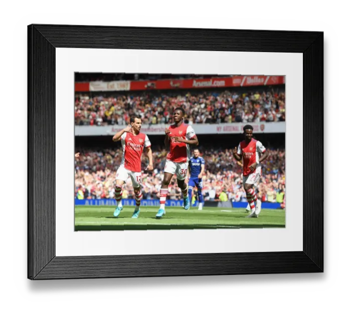 Framed Print : Arsenal's Eddie Nketiah Celebrates Goal Against Leeds United in 2021-22 Premier League