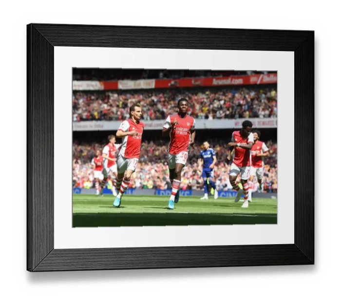 Framed Print : Arsenal Celebrate: Nketiah Scores Second Goal vs. Leeds United (2021-22)