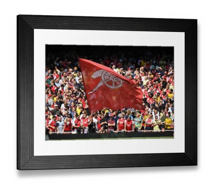 Framed Print : Arsenal vs Leeds United: Passionate Fans at Emirates Stadium, Premier League 2021-22
