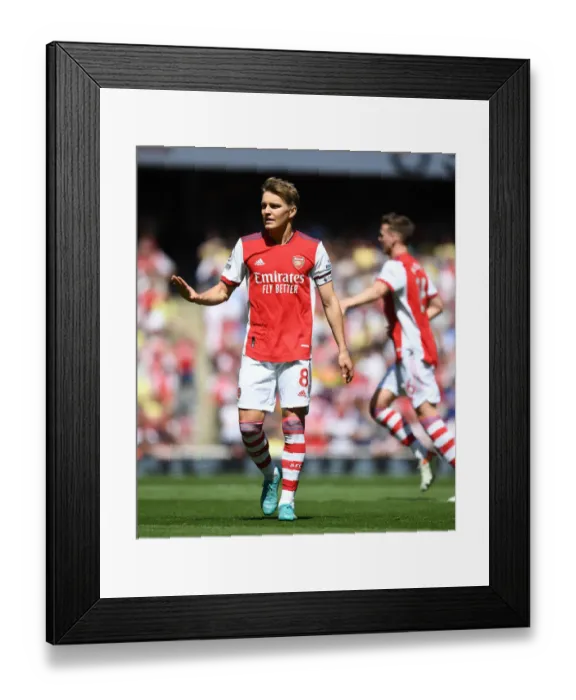 Framed Print : Arsenal vs Leeds United: Martin Odegaard in Action at the Emirates Stadium, Premier League 2021-22 Framed Print : Arsenal vs Leeds United: Martin Odegaard in Action at the Emirates Stadium, Premier League 2021-22