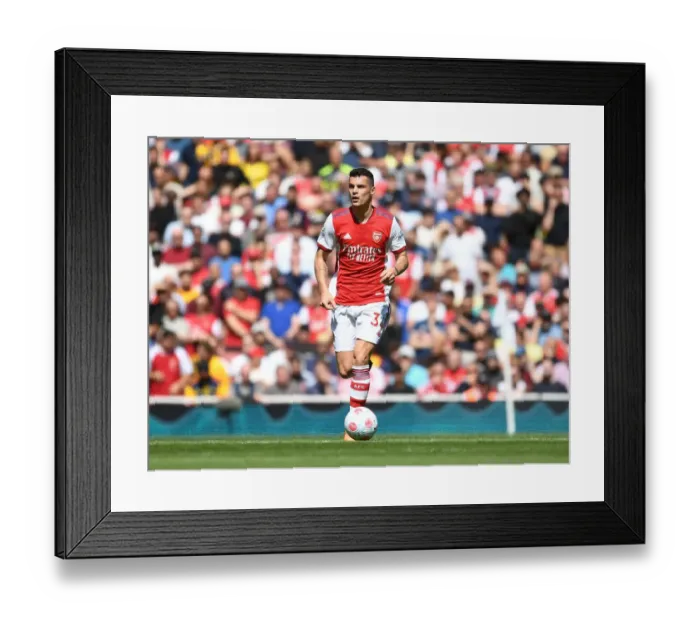 Framed Print : Granit Xhaka: Arsenal's Midfield Maestro Dazzles in Victory Over Leeds United, Premier League 2021-22