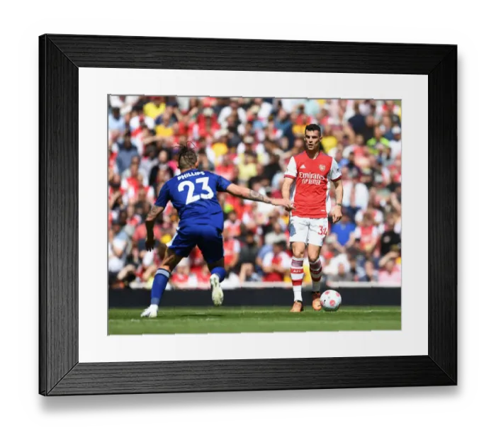 Framed Print : Arsenal's Granit Xhaka in Action Against Leeds United - Premier League 2021-22