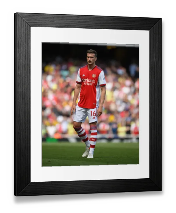 Framed Print : Arsenal vs Leeds United: Rob Holding in Action at the Emirates Stadium, Premier League 2021-22