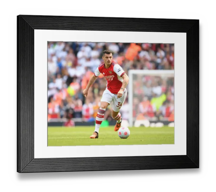 Framed Print : Granit Xhaka: In Action for Arsenal Against Leeds United, Premier League 2021-22