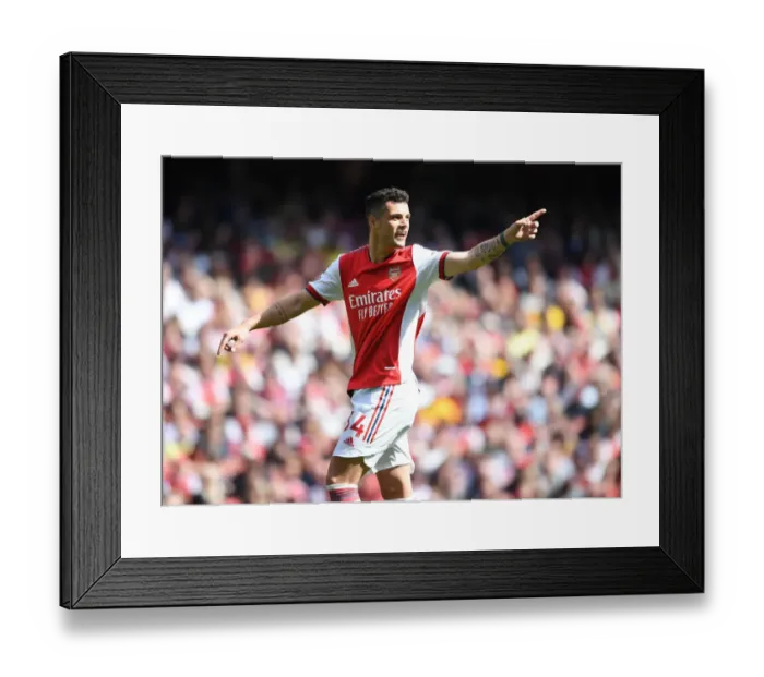 Framed Print : Granit Xhaka: In Action for Arsenal Against Leeds United, Premier League 2021-22