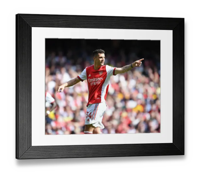 Framed Print : Granit Xhaka in Action: Arsenal vs Leeds United, Premier League 2021-22 Framed Print : Granit Xhaka in Action: Arsenal vs Leeds United, Premier League 2021-22