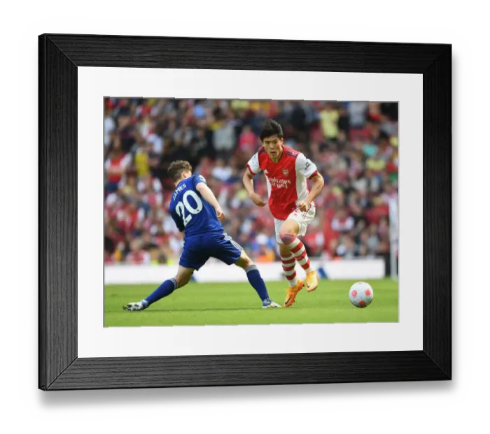 Framed Print : Tomiyasu vs James: A Premier League Showdown at Emirates - Arsenal vs Leeds United