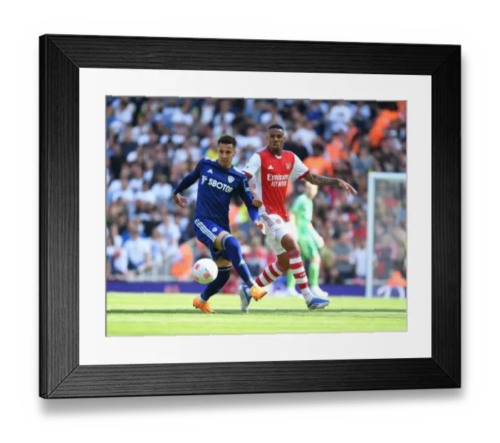 Framed Print : Arsenal vs Leeds United: Gabriel vs Rodrigo - Premier League Clash at Emirates Stadium Framed Print : Arsenal vs Leeds United: Gabriel vs Rodrigo - Premier League Clash at Emirates Stadium