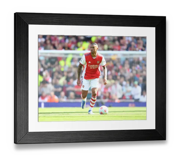 Framed Print : Gabriel in Action: Arsenal vs Leeds United, Premier League 2021-22