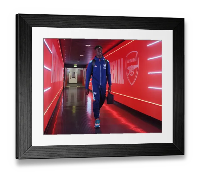 Framed Print : Arsenal's Bukayo Saka Gears Up for Arsenal v Leeds United Clash in Premier League