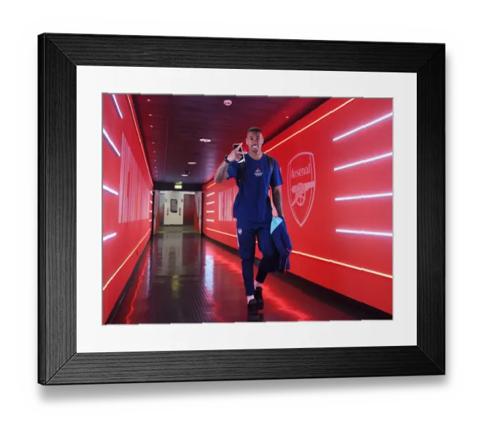 Framed Print : Gabriel of Arsenal: Focused and Ready for Arsenal vs Leeds United, Premier League 2021-2022