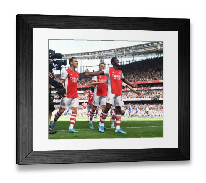 Framed Print : Arsenal's Eddie Nketiah Celebrates Second Goal Against Leeds United in 2021-22 Premier League