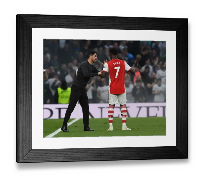 Framed Print : Arsenal Manager Mikel Arteta Guides Bukayo Saka at Tottenham Hotspur Stadium (Tottenham vs Arsenal 2021-22)