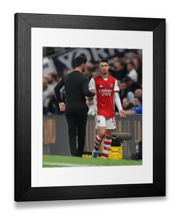 Framed Print : Arsenal Manager Mikel Arteta Consults Gabriel Martinelli Amidst Intense Tottenham Clash (2021-22) Framed Print : Arsenal Manager Mikel Arteta Consults Gabriel Martinelli Amidst Intense Tottenham Clash (2021-22)