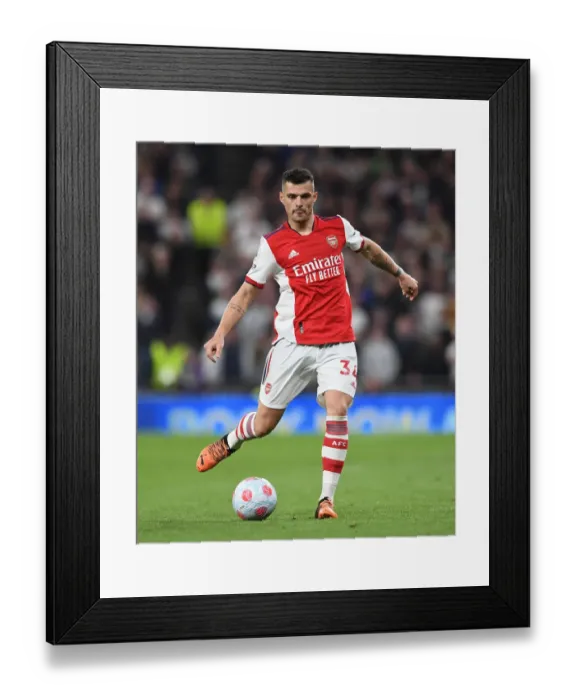 Framed Print : Granit Xhaka in Action: Tottenham vs. Arsenal, Premier League 2021-22