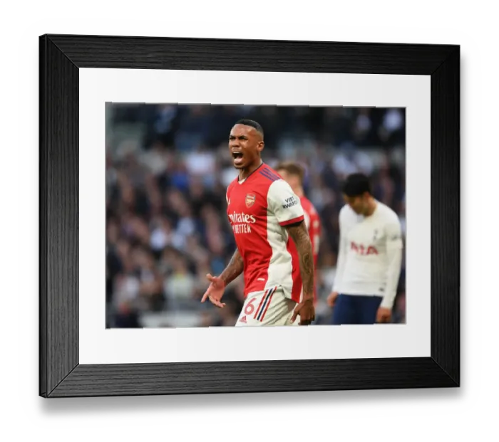 Framed Print : Gabriel of Arsenal Faces Off Against Tottenham Hotspur in Premier League Clash, London 2022 Framed Print : Gabriel of Arsenal Faces Off Against Tottenham Hotspur in Premier League Clash, London 2022
