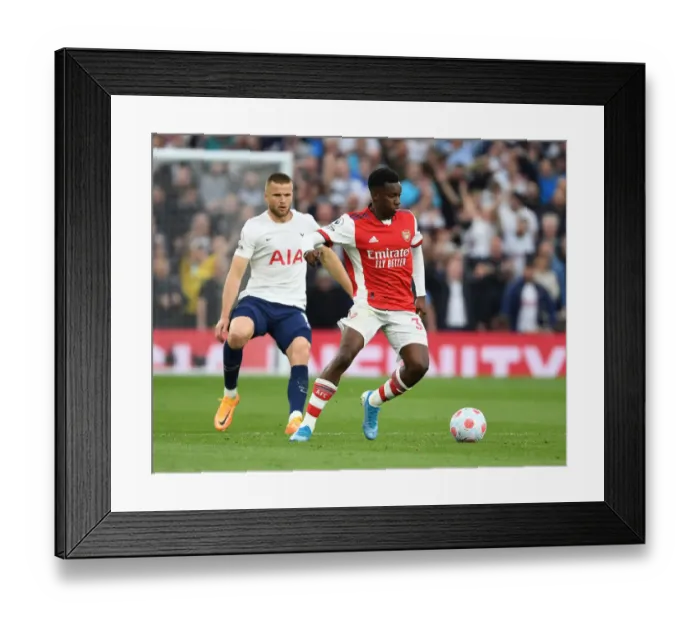 Framed Print : Arsenal's Eddie Nketiah Clashes with Tottenham's Eric Dier in Intense Premier League Showdown