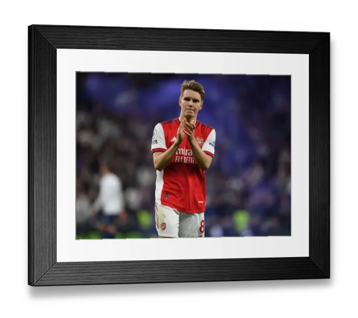 Framed Print : Martin Odegaard Celebrates with Arsenal Fans: Premier League 2021-22 (Tottenham vs Arsenal)