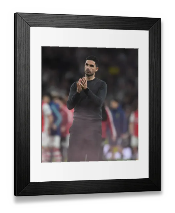 Framed Print : Arsenal Manager Mikel Arteta Applauding Fans After Tottenham-Arsenal Premier League Match, London 2022
