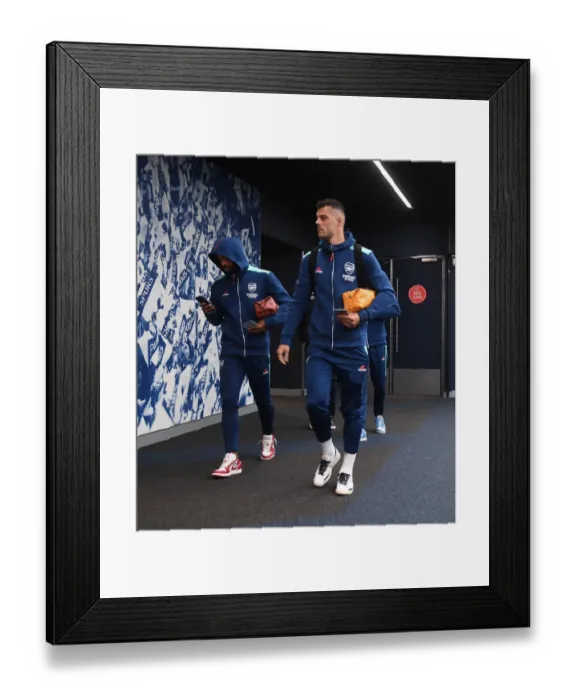 Framed Print : Arsenal's Lacazette and Xhaka in Action against Tottenham in the 2021-22 Premier League