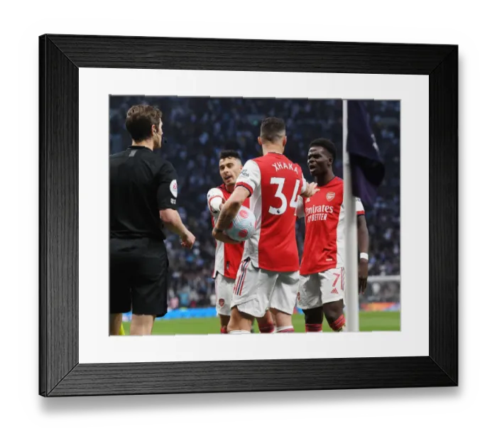Framed Print : Arsenal's Martinelli, Xhaka, and Saka in Action against Tottenham in the Premier League