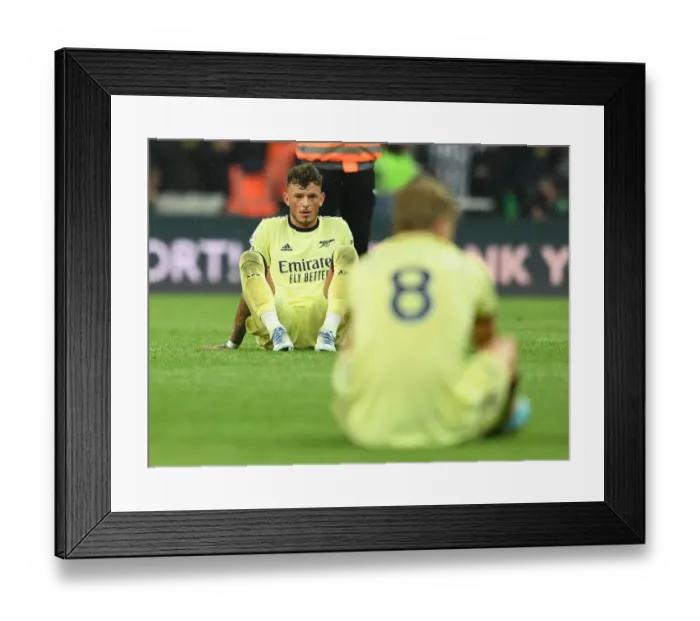 Framed Print : Ben White's Determination: Arsenal Secure Victory Over Newcastle United (Newcastle United v Arsenal, Premier League 2021-22)