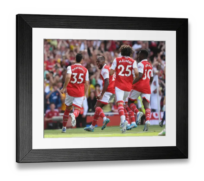 Framed Print : Martinelli and Tavares Celebrate Arsenal's First Goal Against Everton (2021-22) Framed Print : Martinelli and Tavares Celebrate Arsenal's First Goal Against Everton (2021-22)