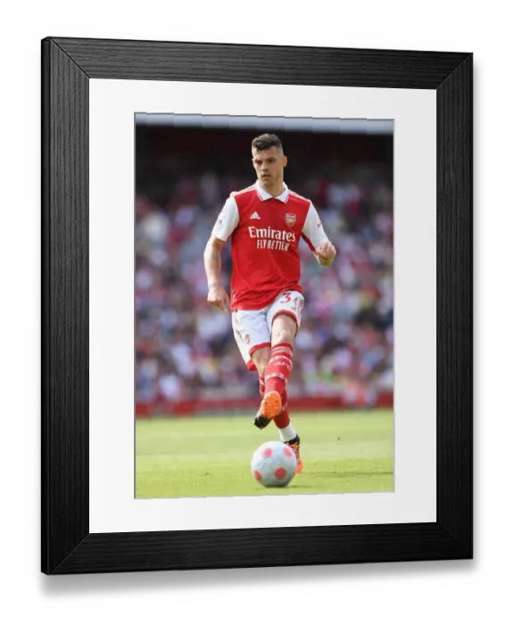 Framed Print : Granit Xhaka: Arsenal's Midfield Mastermind in Action against Everton, Premier League 2021-22