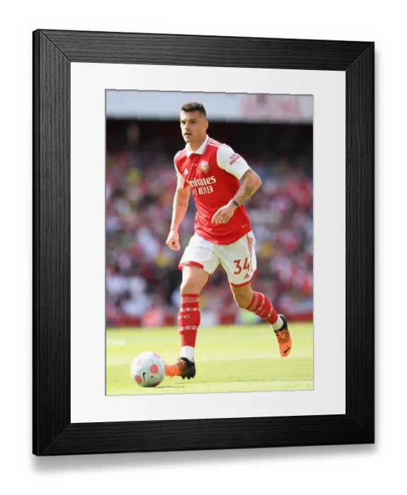 Framed Print : Granit Xhaka: Arsenal's Midfield Mastermind in Action against Everton, Premier League 2021-22