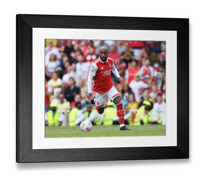 Framed Print : Arsenal's Lacazette in Action: Premier League 2021-22 - Arsenal vs Everton