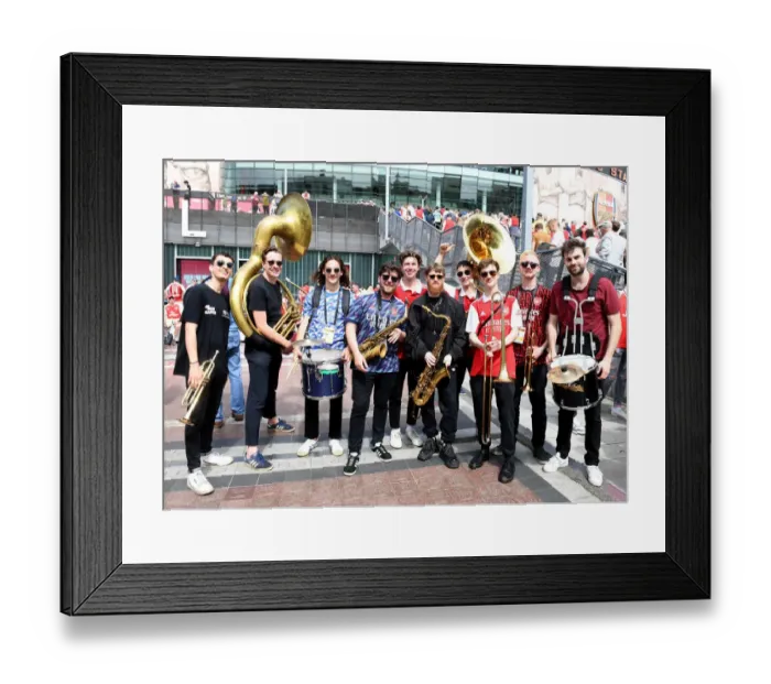 Framed Print : Arsenal vs. Everton: Brass Band-Led Arsenal Fans Gather Before Premier League Showdown (May 2022)