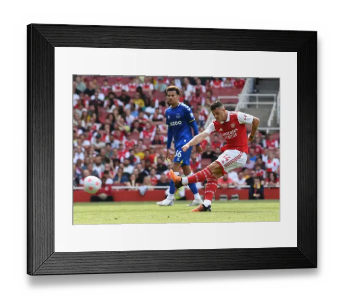Framed Print : Granit Xhaka: Arsenal's Midfield Maestro in Action against Everton, Premier League 2021-22