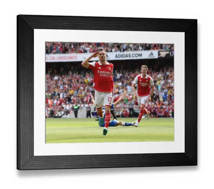 Framed Print : Arsenal's Unforgettable Victory: Cedric Soares Scores the Decisive Goal vs. Everton (May 2022)