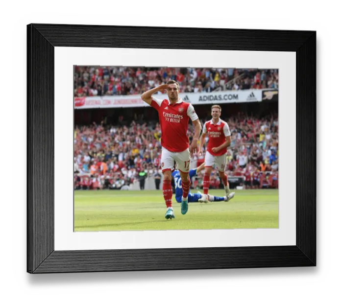 Framed Print : Arsenal's Thrilling Victory: Cedric Soares Game-Winning Goal vs. Everton (May 2022)