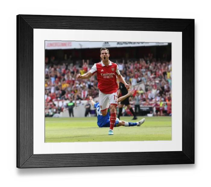 Framed Print : Arsenal's Thrilling Victory: Cedric Soares Game-Winning Goal vs. Everton (May 2022)
