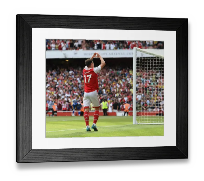 Framed Print : Arsenal's Triumph: Cedric Soares Scores the Third Goal Against Everton (May 2022)